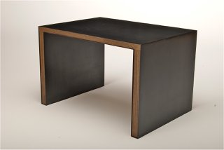 steel wrapped oak side table