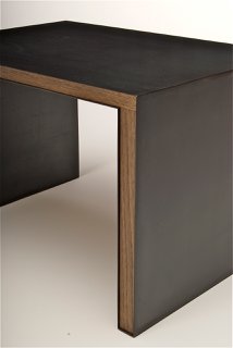 steel wrapped oak side table