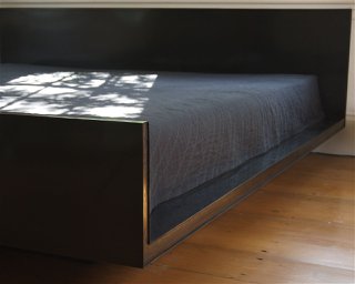 steel wrapped oak bed