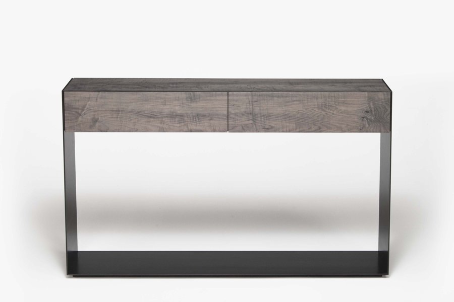 wood top steel console