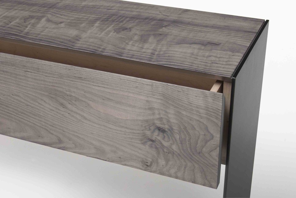 wood top steel console